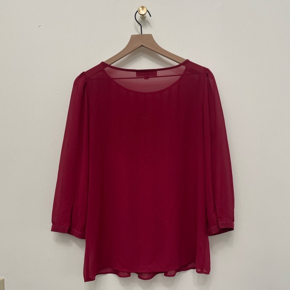 Ann Taylor Loft Red Burgundy Top Blouse Women’s Medium M - Picture 3 of 3